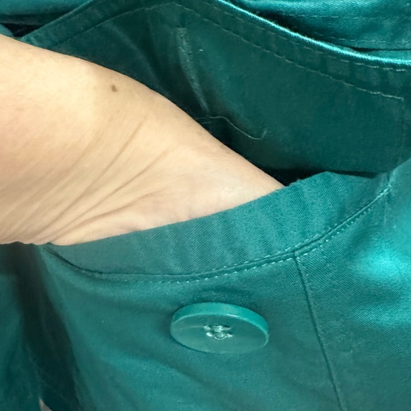 Last Kiss Green Cotton Button Up Double Breasted Belted Lightweight Jacket Large - Picture 7 of 12